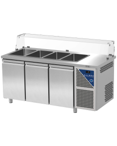 Saladette 3 dører og glasshylle